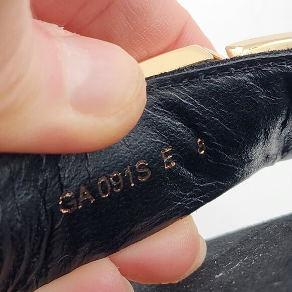 GOOD AMERICAN Ankle Strap Suede Sandals Black Zip Gold Chain Link - Picture 9 of 9